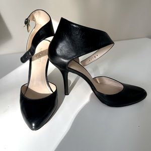 Black Nine West Stilettos with ankle strap, 8.5
